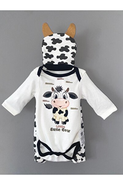 minibird baby Zancoworld 100% قطن، طقم بدلة قطعة واحدة بطبعة بقرة مكونة من 3 ...