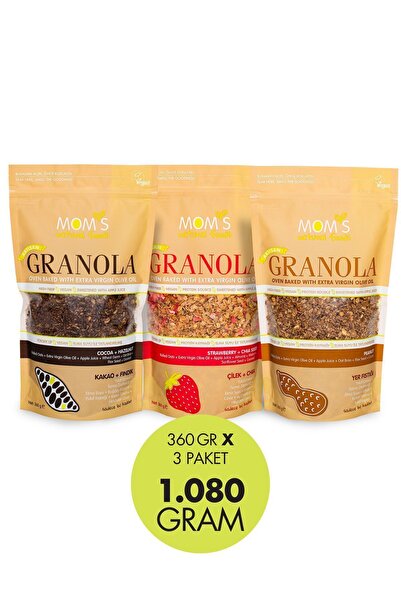 Mom's Natural Foods 3'LÜ GRANOLA KAKAO-FINDIK 360 G / ÇİLEK-CHIA 360 G / YER ...