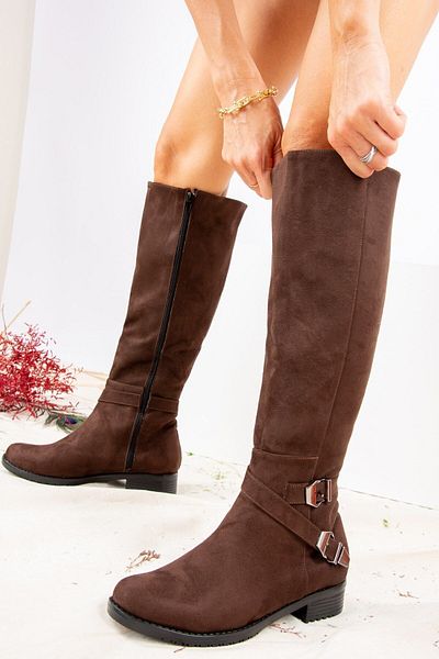 Fox Shoes Γυναικείες μπότες καφέ καστόρι E726203402
