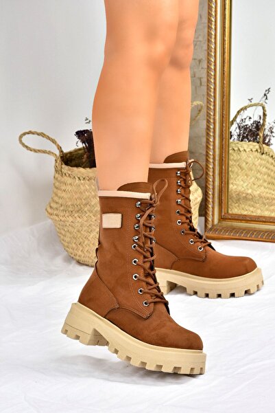 Fox Shoes Taba Kalın Taban Bağcıklı Kadın Postal Bot L973916002