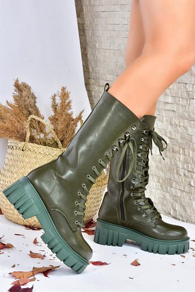 Fox Shoes Χακί Χονδρό Σόλα Γυναικείες Μπότες L996081009