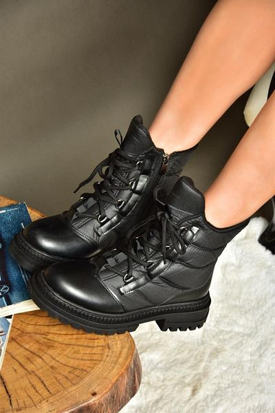 Fox Shoes R274510004 Black Fabric Thick Soled Women's Boots