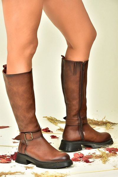 Fox Shoes Tan χαμηλοτάκουνα καθημερινά γυναικεία μποτάκια N674265009