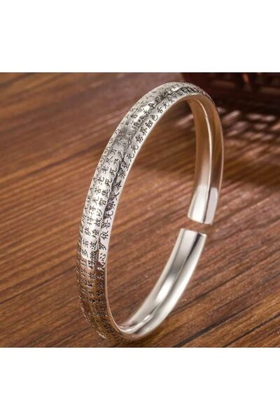 Alsade Feng Shui Pixiu Charms Şans Bolluk Para, Kalp Sutra Tibet Gümüşü Bileklik Yüzük Set