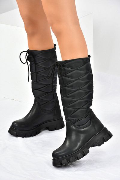 Fox Shoes Μαύρες γυναικείες μπότες casual με χοντρή σόλα L583180104