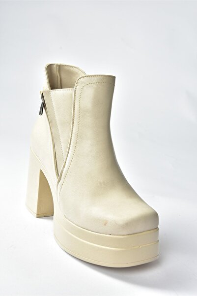 Fox Shoes Γυναικείες Μπότες Μπεζ Χοντρή Σόλα N996640009