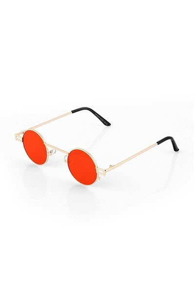 TomyHelf New Fashion Sunglasses Oval Gold Frame Red Glass