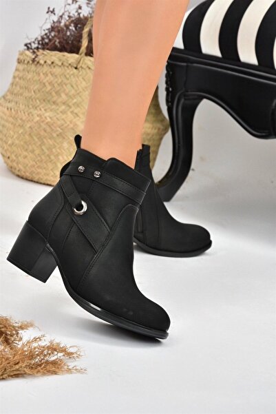 Fox Shoes Cizme negre de damă cu toc gros L674155009