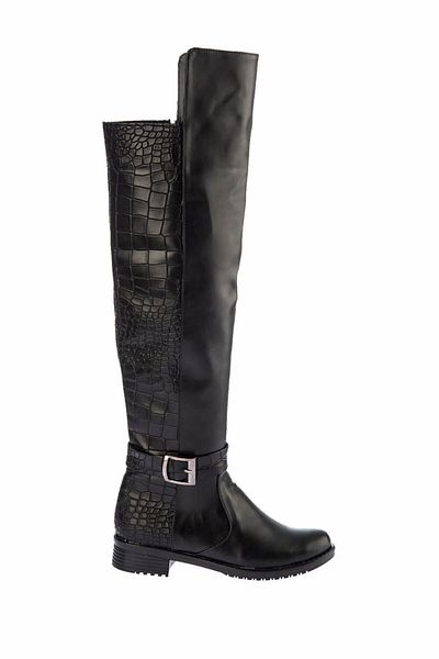 Fox Schwarze Krokodil-Damenstiefel E726561809
