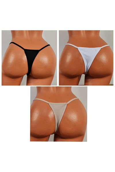 GECKO COLLECTION Ayslala Γυναικείο String Lace Elastic Rope Thong Συσκευασία 3