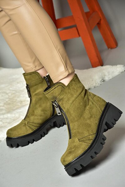 Fox Shoes R784551202 Dámské boty Khaki Suede se silnou podrážkou