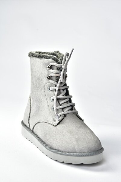 Fox Shoes Šedé semišové dámské boty s kožíškem uvnitř N404003002