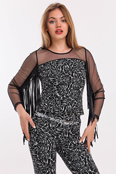 Sense Жакет з тюлевими бахромами | Blz33925 Чорний Екрю