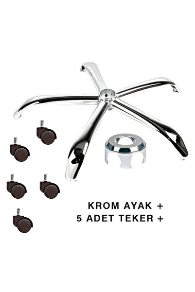 TAKA AMORTİSÖR Metal Yıldız Ayak Ofis Koltuğu Ayağı+ 5 Adet Tekerlek- Yönetic...