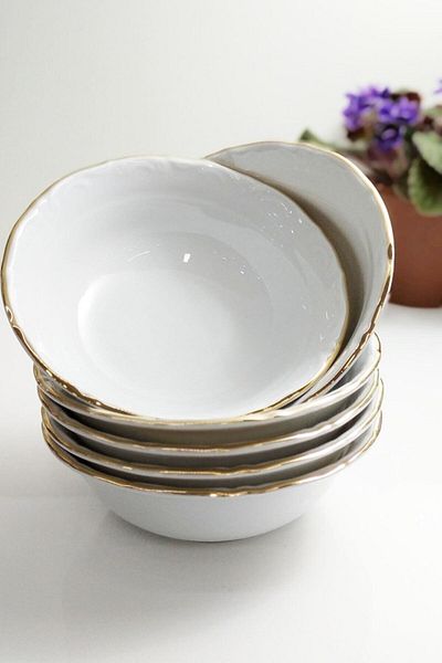 Porland Porcelain 13cm Gold Gilt Bowl 12 Pieces