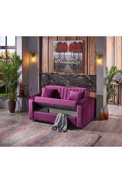 Tutku Yatak Grand 2 Kişilik Yataklı Bazalı Koltuk – Baby Face Kumaş, Sert Sünger, Geniş Ve Fonksiyonel