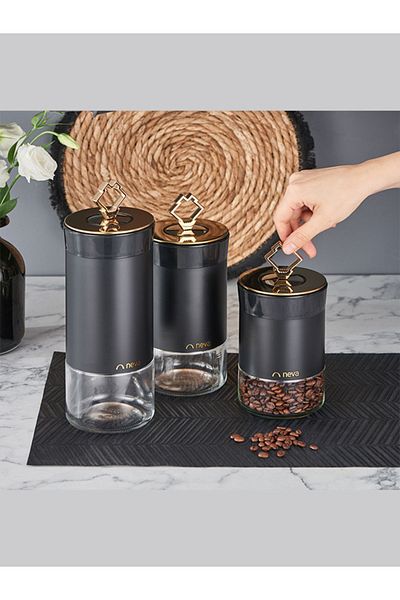 Neva N3308 Dark Niche Gold 3-Piece Jar Set