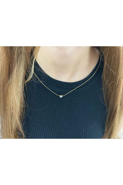 sema aksesuar Gold Color Heart Model Evil Eye Beaded Necklace - Gift - Heart ...