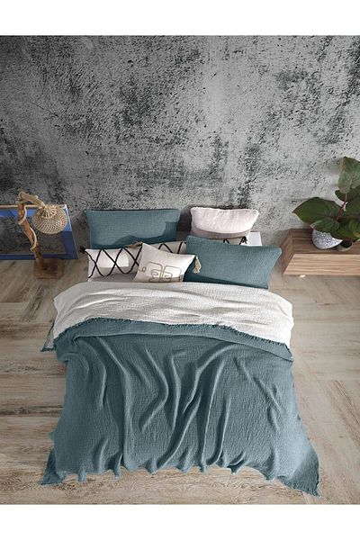 destinyhometex Ocean Green 4 Layer Multi Muslin 100% Cotton King Size Bedspread 240X260 cm King Size