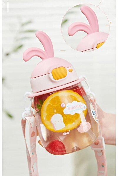 Shotay 600ml Tritan Orange Flexible Rabbit Ear Water Bottle and Flask