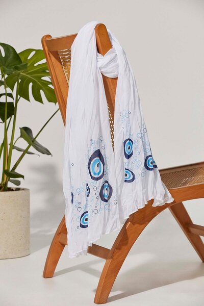 White By Nature Scarf Evil Eye Bead