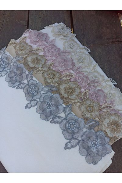 Çeyiz Bahçesi Σετ πετσετών βελούδου 4 τεμαχίων Rose Garden 3D French Lace 50&90
