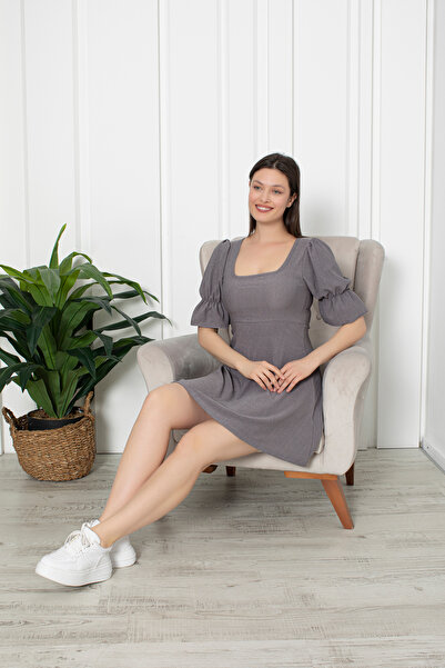 segrock Γυναικείο φόρεμα Crepe Midi με μπαλόνι μανίκια