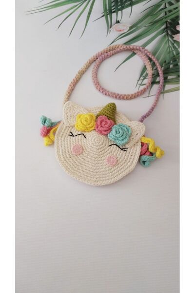 Kadın Girişimciler Atölyesi Unicorn Model Handmade 100% Cotton Children's Handbag with Magnetic Fasteners