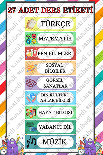 sanatıbedi Etichetă pentru lecții școlare rezistente la apă - Autocolant pent...