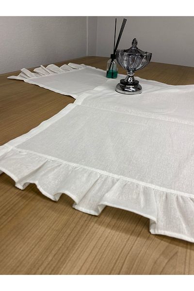 LILYUM 100% βαμβακερό ακατέργαστο λινό Runner με βολάν άκρες 40x140 cm