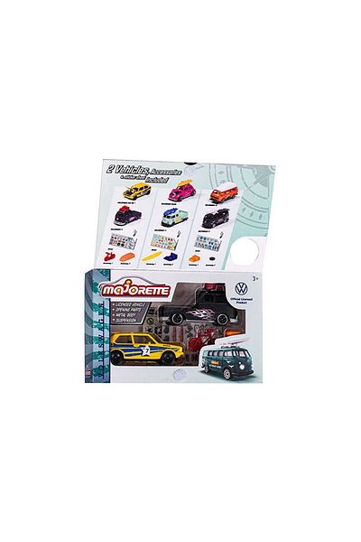 Majorette 2 Pcs Volkswagen the Originals- Twin Set Adventure Vw Golf I Car + Vw T1 Minibus Special Series