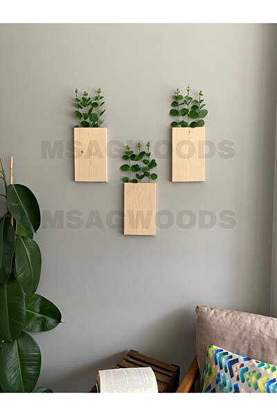 MSAĞWOODS 3'LÜ AHŞAP ÇİÇEKLİK MUTFAK BANYO KIŞ BAHÇESİ YAPAY ÇİÇEK BALKON EV ...