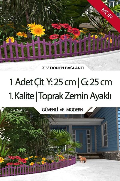 ZiDi Plastik Dekoratif Plastik Bahçe Çiti ve Peyzaj Çiti 1 ADET ÇİT (Y: 25 CM...