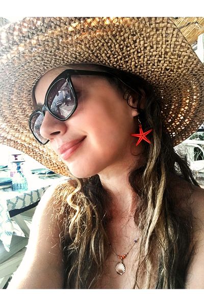 özde dekor Real Sea Star Earrings - Coral Color (Silver Color Metal)