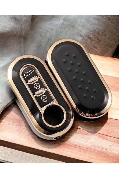 AYDA PROMOSYON فيات دوبلو بونتو 500L Switchblade أسود مفتاح السيارة غطاء التحكم حامي سلسلة مفاتيح السيارات