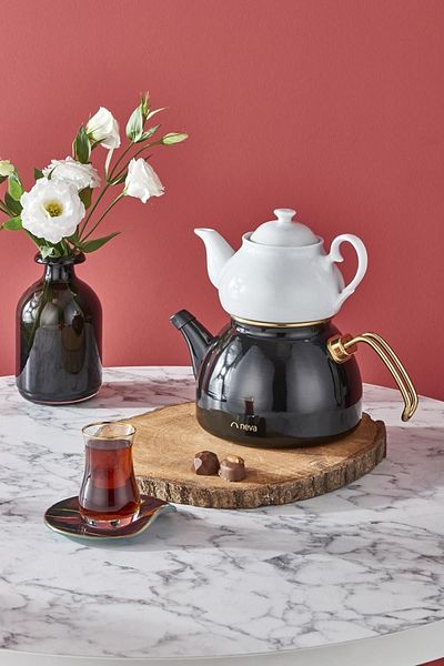 Neva Nv10054 - Black Porcelain Teapot Set with Teapot
