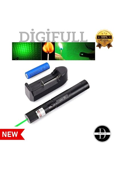 DİGİFULL Laser Pointer Şarjlı Güçlü Yeşil Lazer Metal Kasa