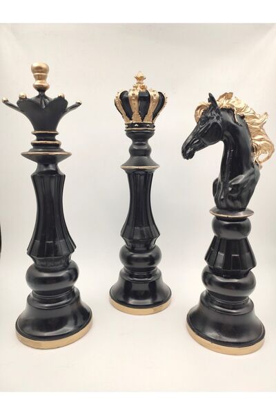 Tuğra Ev Aksesuar 3lü Satranç Takım Biblo Chess Trio