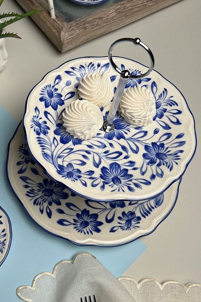 JAMUOR 21cm and 26cm Porcelain Layered Mess Fulya with Cookie Holder