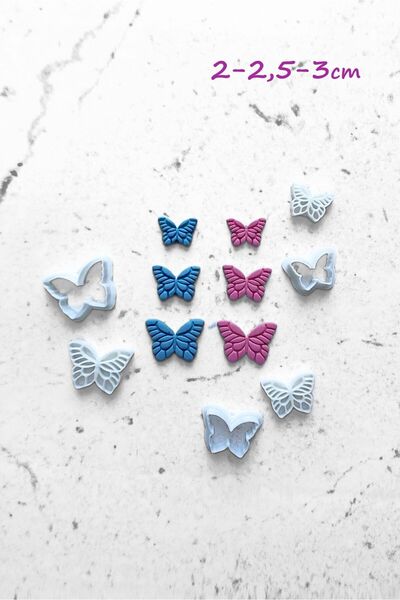 WE3D طقم قوالب لب من البوليمر والسيراميك بنمط الفراشة مقاس 2-2,5-3 سم