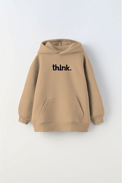 The Champ Clothing Hanorac cu glugă Fleece Chess Think Printed Bej Unisex pentru copii