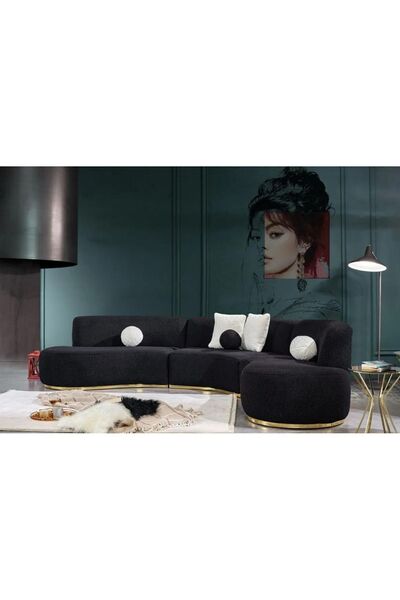Pablohome SOFİA Köşe Koltuk - Sofia Teddy Köşe - Siyah Köşe Takımı