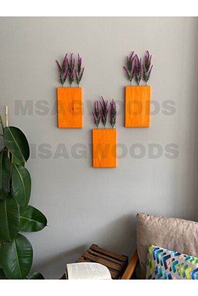 MSAĞWOODS 3'LÜ AHŞAP ÇİÇEKLİK YAPAY ÇİÇEK MUTFAK BANYO KIŞ BAHÇESİ BALKON EV ...