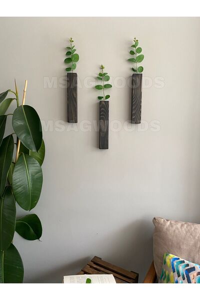 MSAĞWOODS 3'LÜ AHŞAP ÇİÇEKLİK BANYO MUTFAK KIŞ BAHÇESİ RUSTİK BOHEM YAPAY ÇİÇEK BALKON EV HEDİYESİ ÇEYİZ