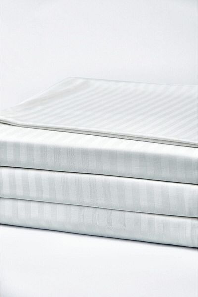Otello Striped Satin Elastic Fitted Bed Sheet Double 84 Wire 150x200x22 cm