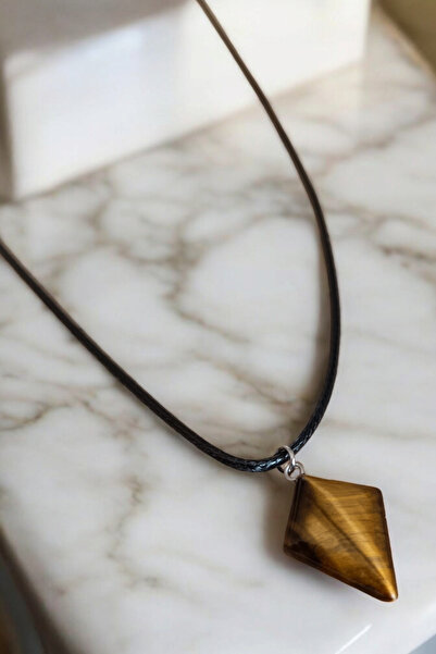 MGA DOĞAL TAŞ Tiger Eye Necklace - Original Precious Natural Stone, Cut