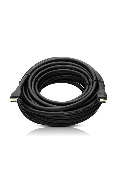 mtm My The Mall كابل HDMI بلاستيك أسود مسطح بطول 10 أمتار مع حقيبة ذهبية (4172) جديد!! !