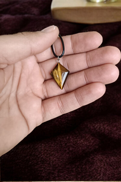 MGA DOĞAL TAŞ Tiger's Eye Necklace Natural Stone Necklace Original Precious Stone Necklace Cut Original Natural Stone Necklace