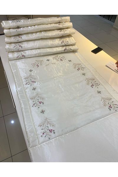 incisecrethome 1 Piece Fiber Silk Satin Prayer Rug - Handcrafted Needle Embroidered, Rococo