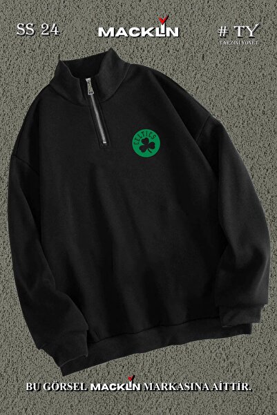 macklin Unisex Cltic Štampano Poluzipper Visoka kragna Osnovni Dukserica